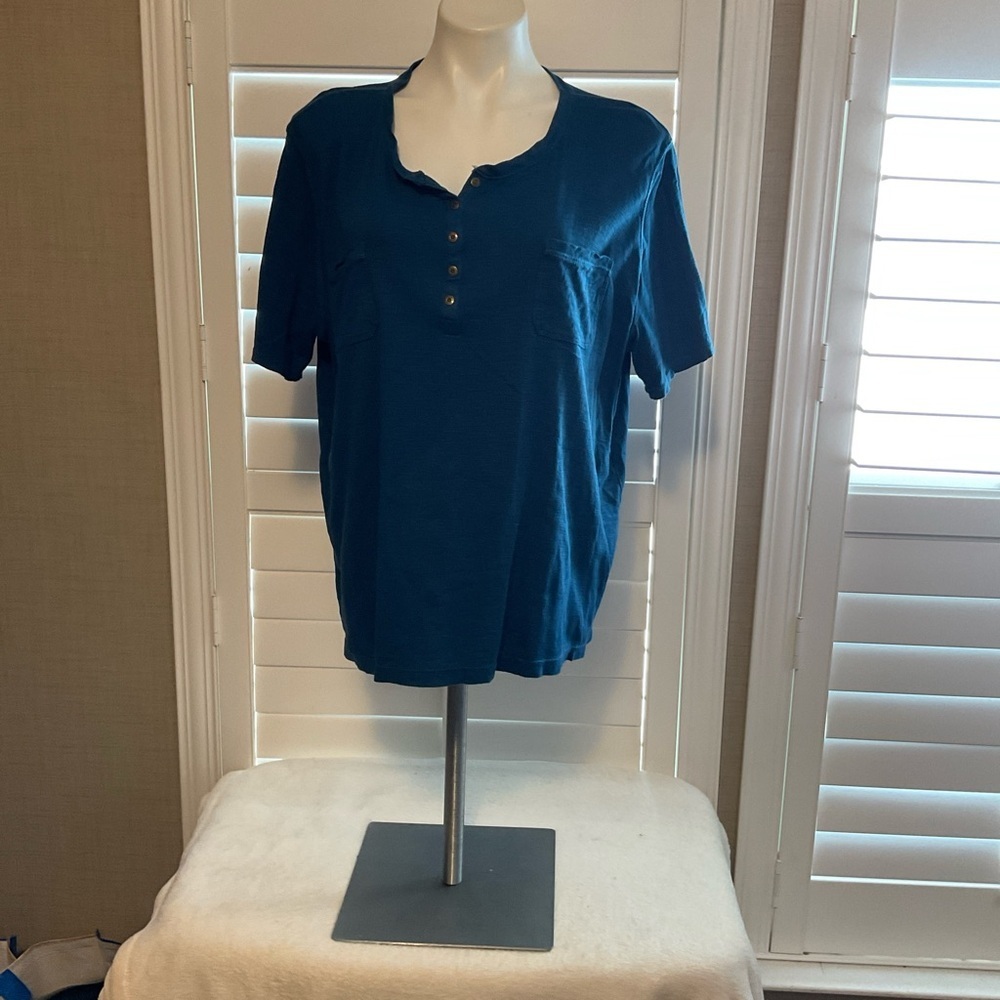 Chaps Teal Short Sleeve Henley